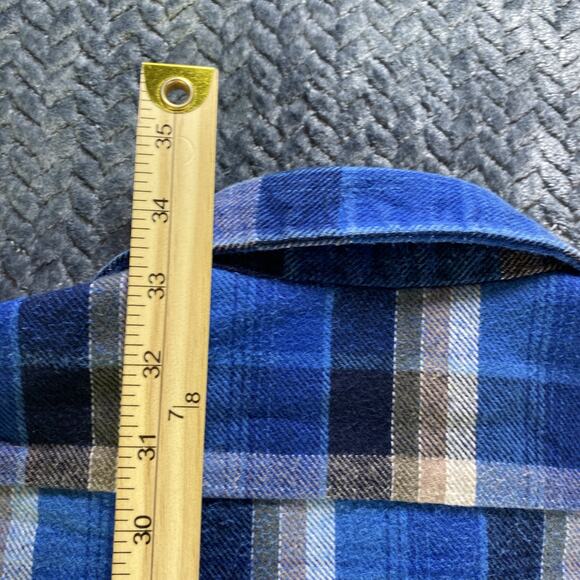 Vintage Codet Shirt Mens Large Tall Gray Blue Flannel Plaid Made in USA Workwear - Picture 8 of 9